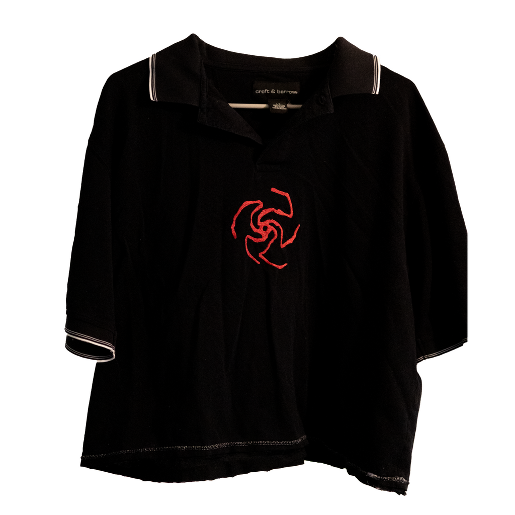 Spiral Embroidered Polo (Black)