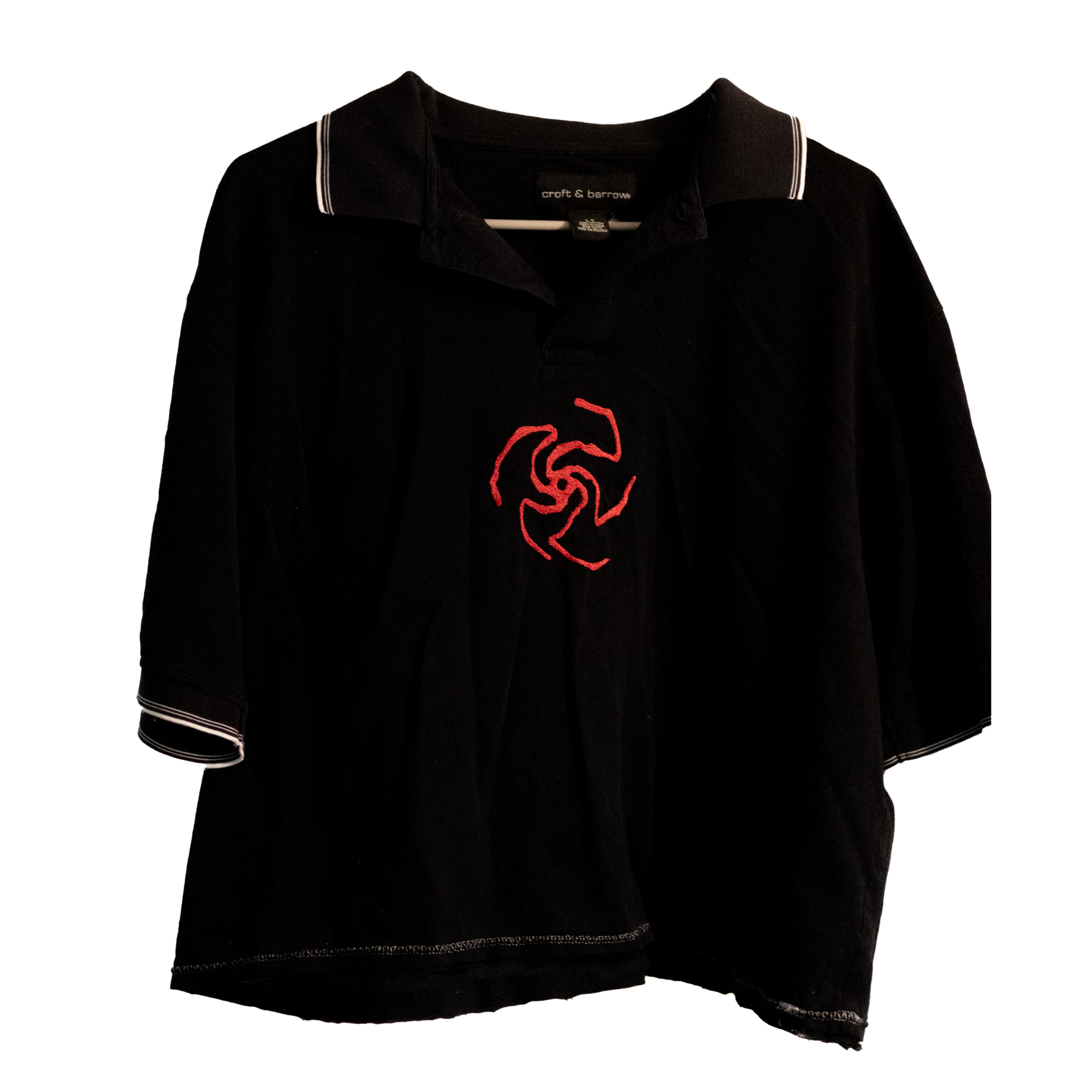 Spiral Embroidered Polo (Black)