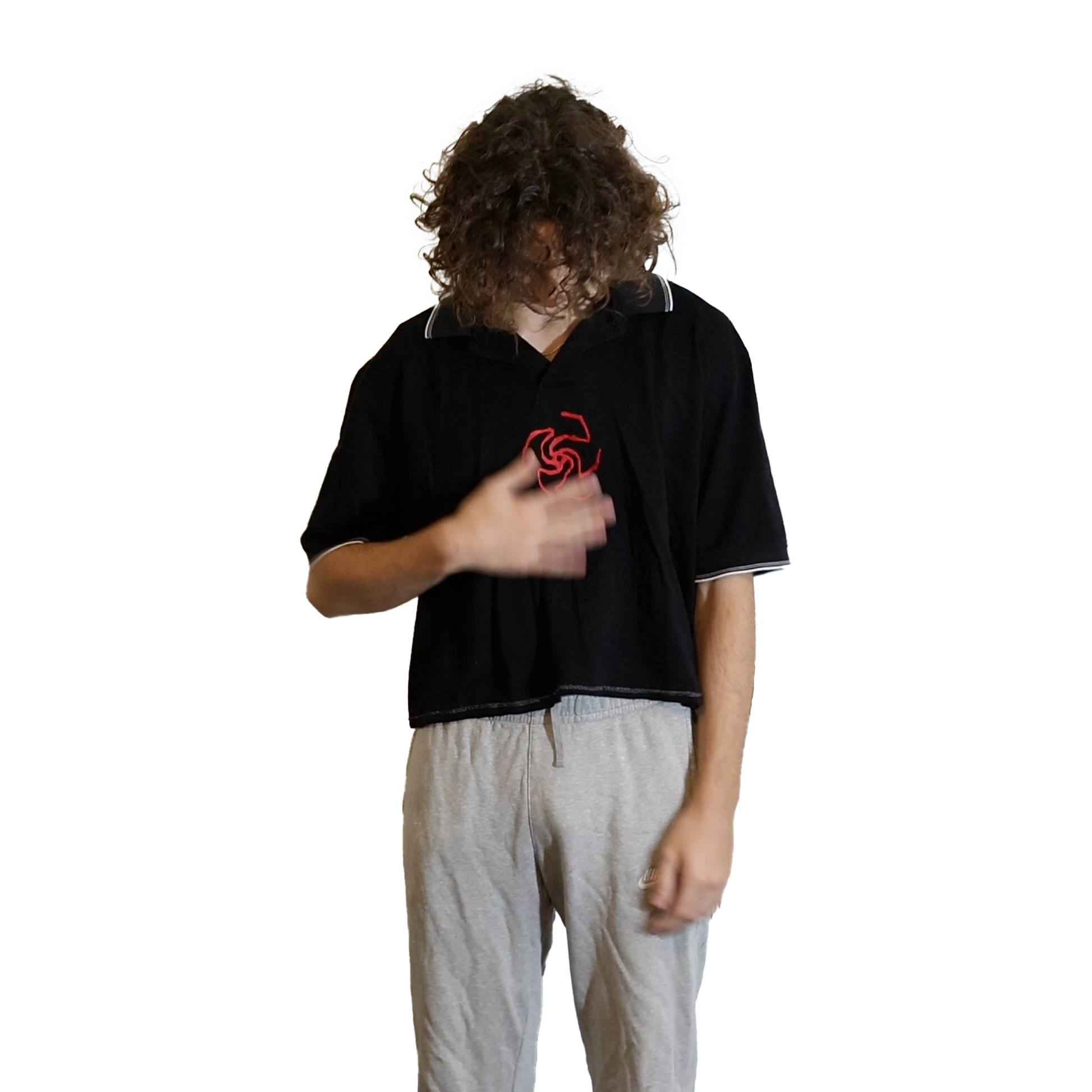 Spiral Embroidered Polo (Black)